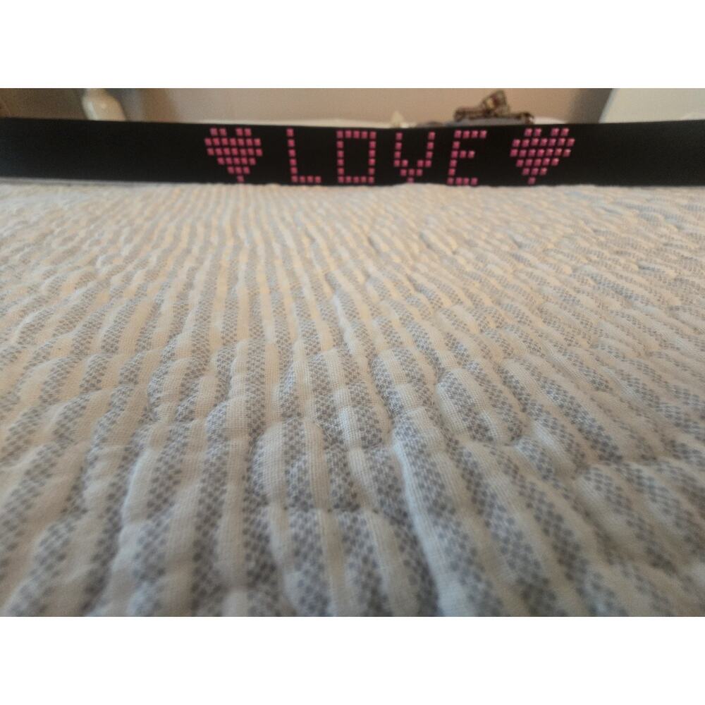Tilt Brand Black w/ Hot Pink Studs Belt Spells LOVE Sz Large Rock Goth Pride